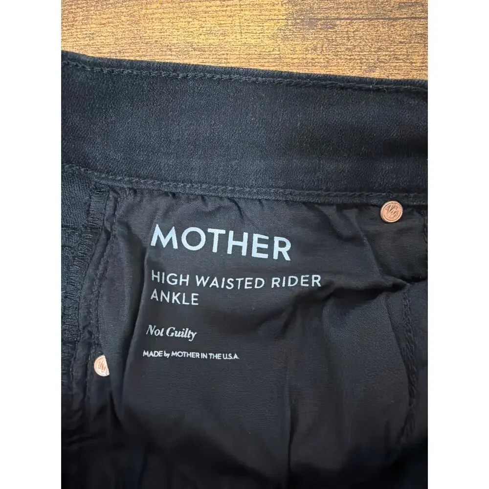 Mother High Waisted Rider Ankle Jeans Not Guilty Black Size 27 EUC
